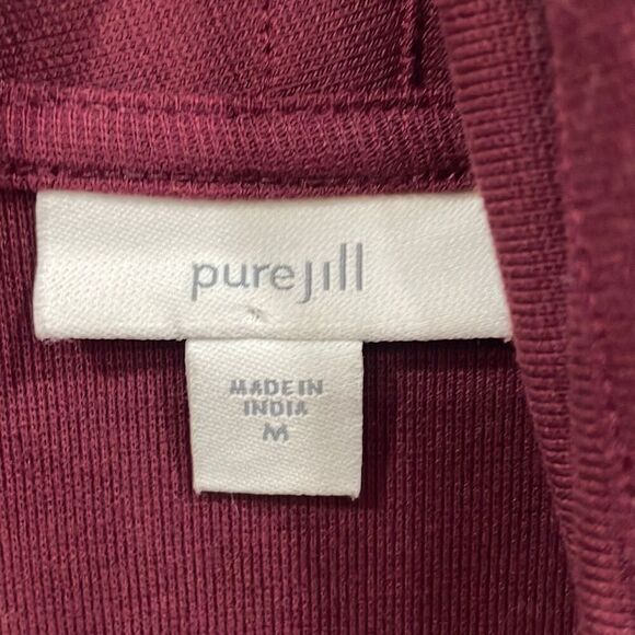 J. JILL PureJill M Twist Open Front Cardigan Wrap Top Burgundy Wine Red - Picture 11 of 11